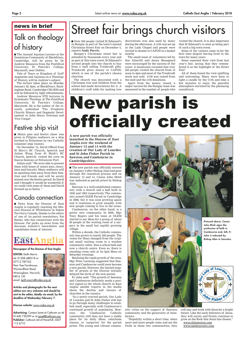 Feb 2018 edition of the Catholic East Anglia - Page 