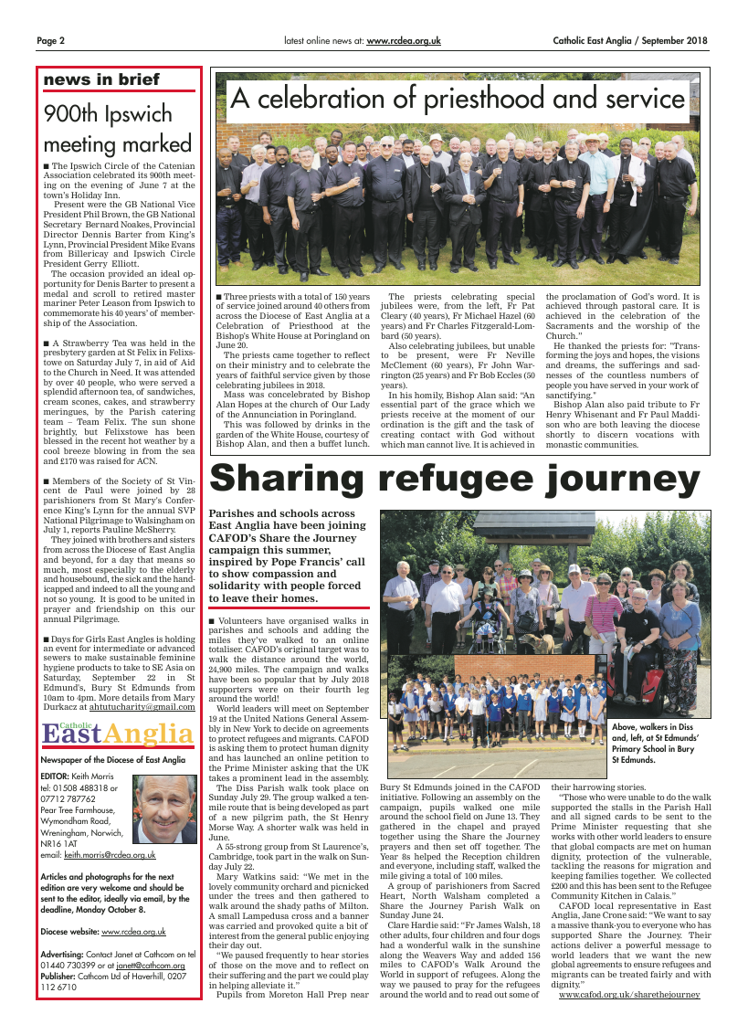 Sept 2018 edition of the Catholic East Anglia - Page 