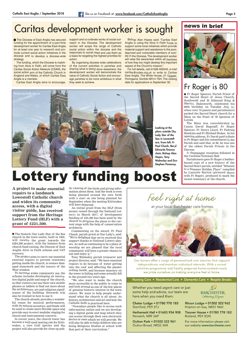 Sept 2018 edition of the Catholic East Anglia - Page 