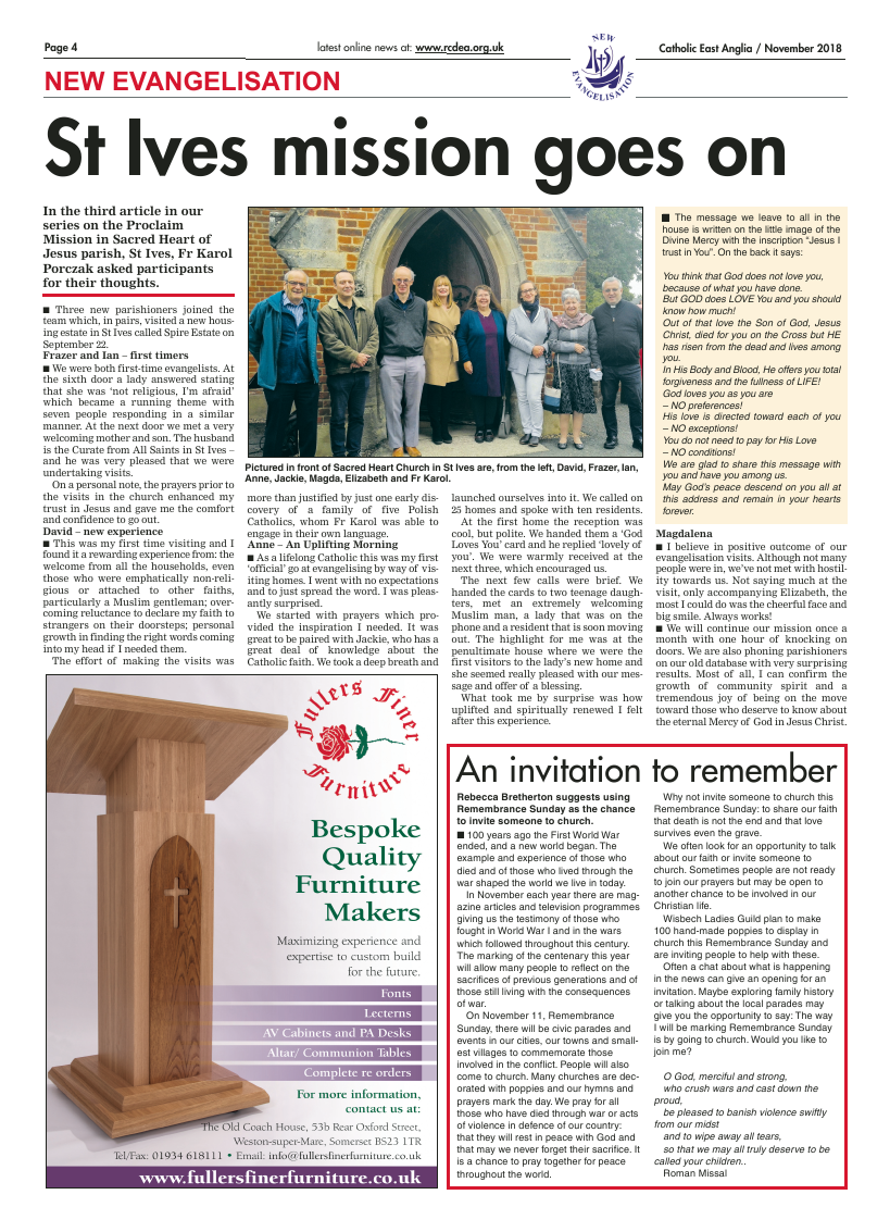 Nov 2018 edition of the Catholic East Anglia - Page 