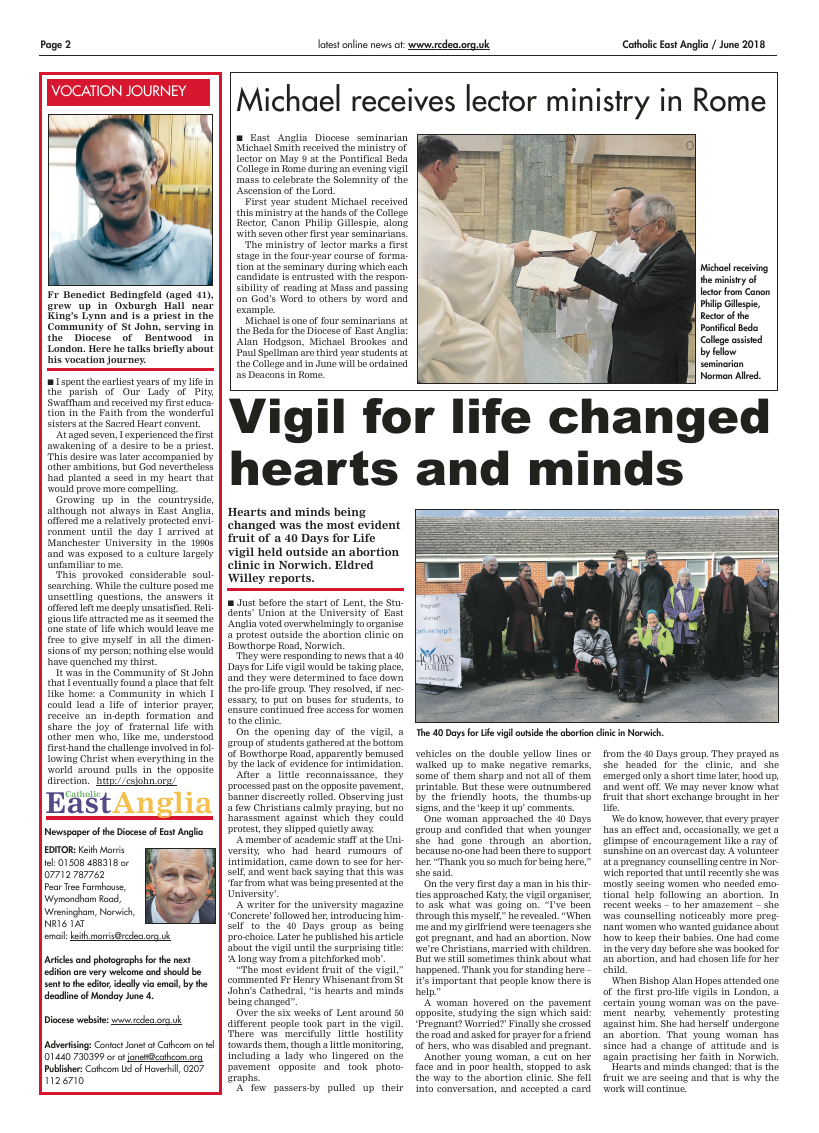 Jun 2018 edition of the Catholic East Anglia - Page 