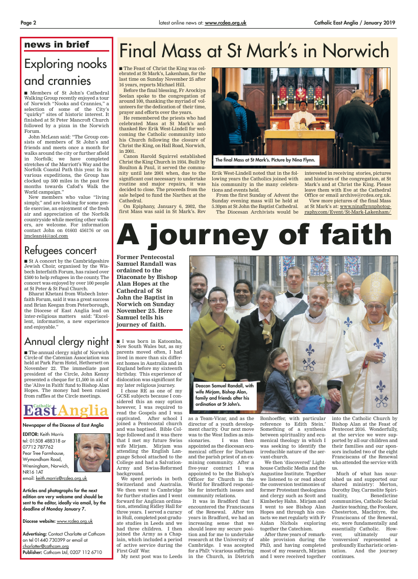 Jan 2019 edition of the Catholic East Anglia - Page 