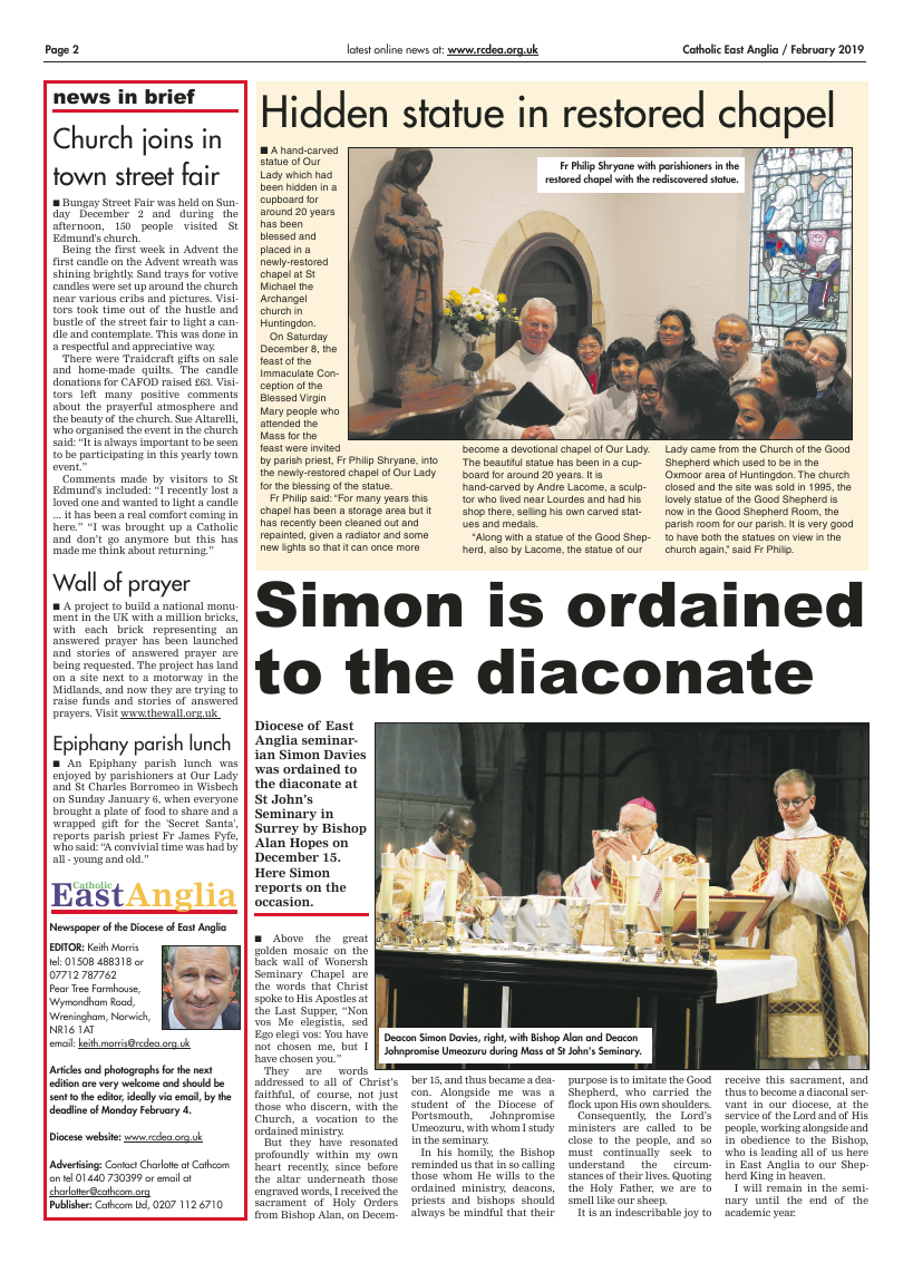 Feb 2019 edition of the Catholic East Anglia - Page 