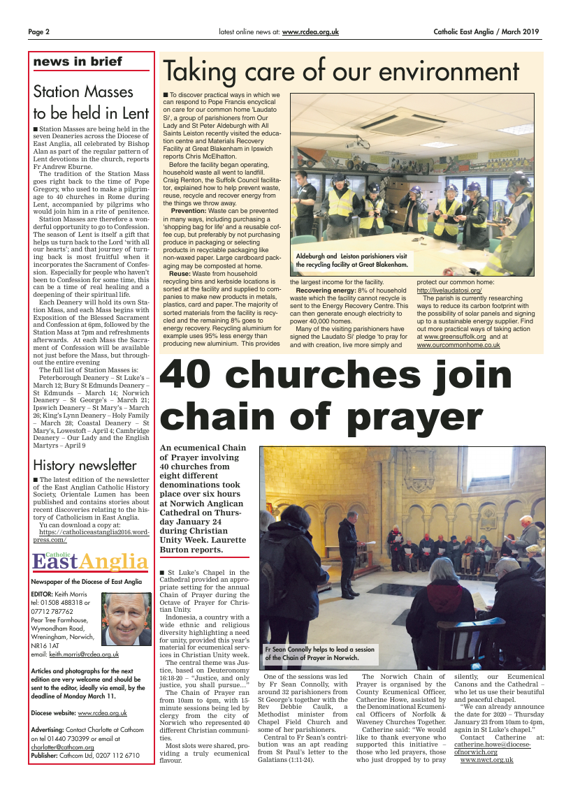 Mar 2019 edition of the Catholic East Anglia