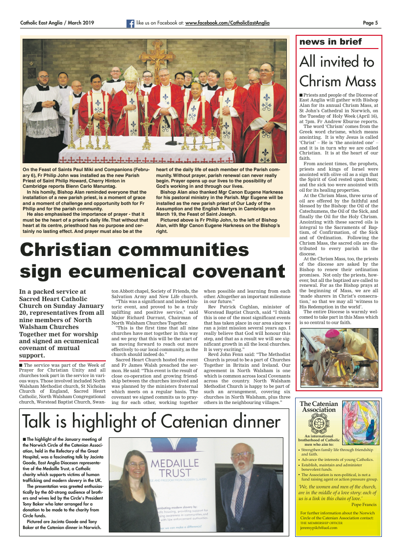 Mar 2019 edition of the Catholic East Anglia