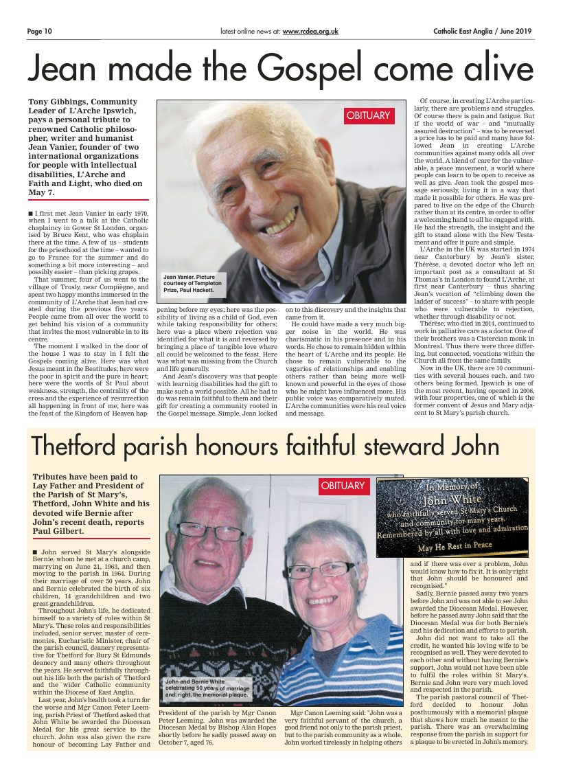 Jun 2019 edition of the Catholic East Anglia