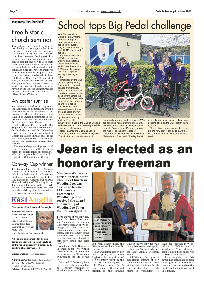 Jun 2019 edition of the Catholic East Anglia