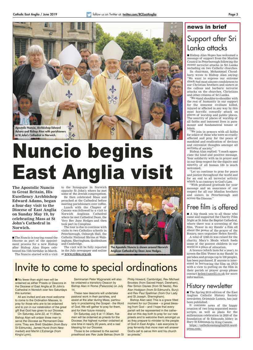 Jun 2019 edition of the Catholic East Anglia