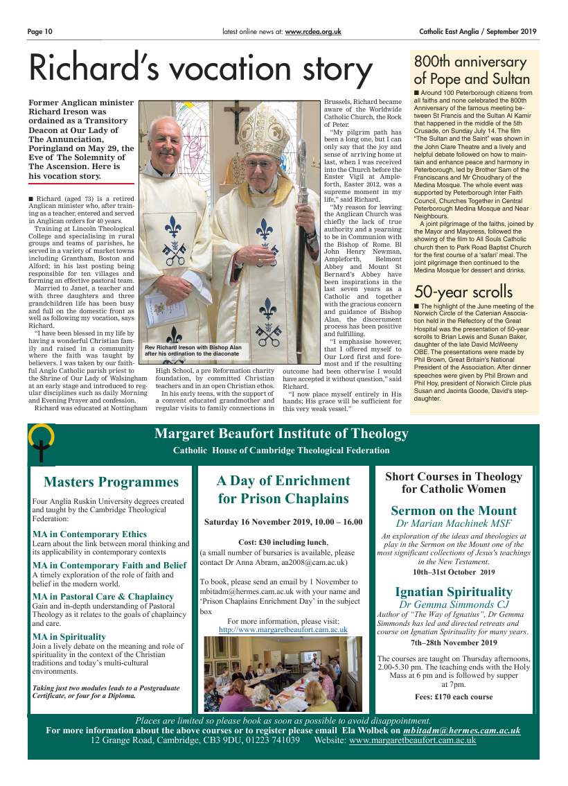 Sept 2019 edition of the Catholic East Anglia - Page 