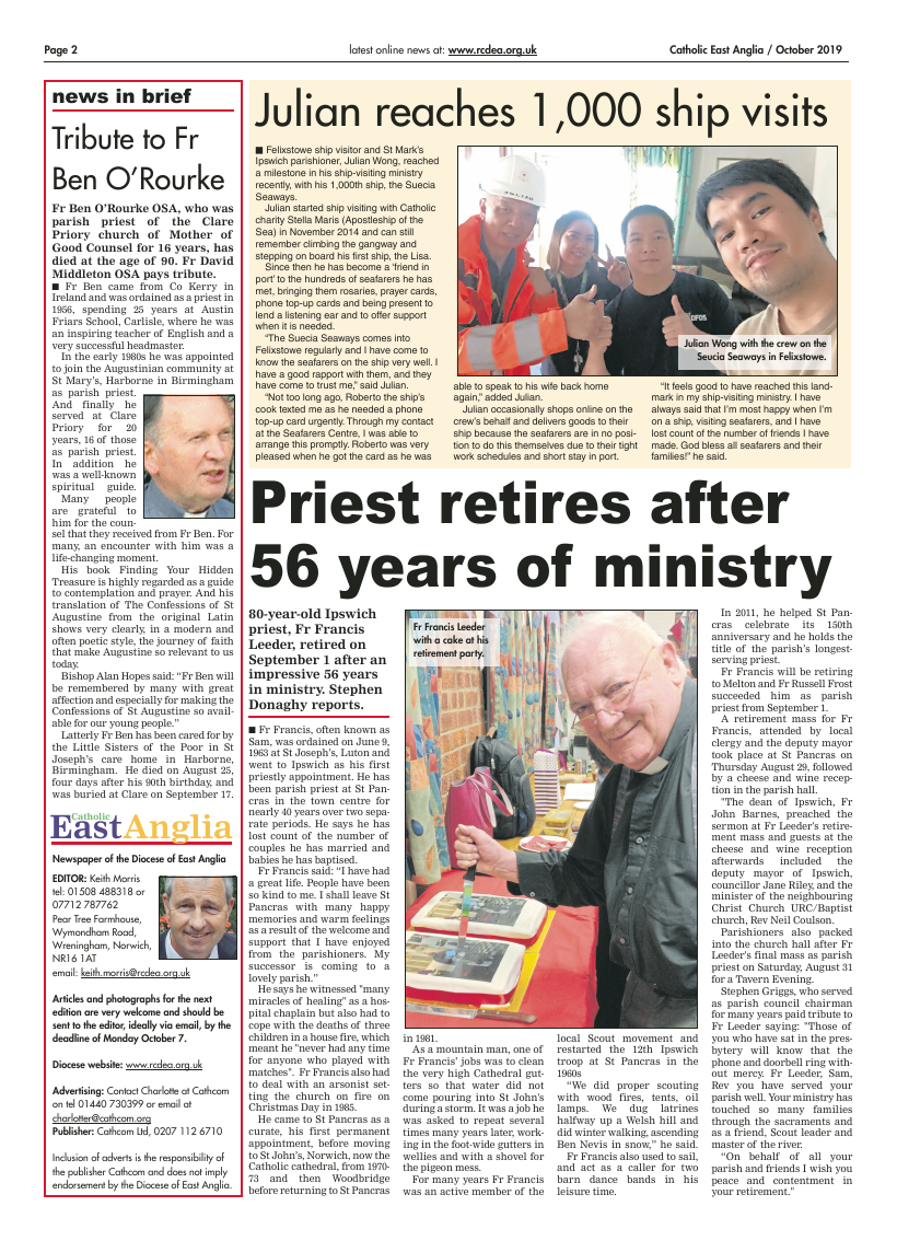 Oct 2019 edition of the Catholic East Anglia - Page 