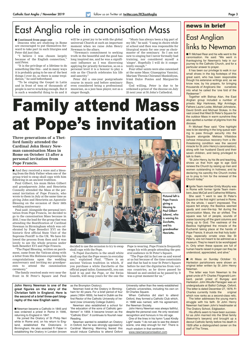 Nov 2019 edition of the Catholic East Anglia - Page 