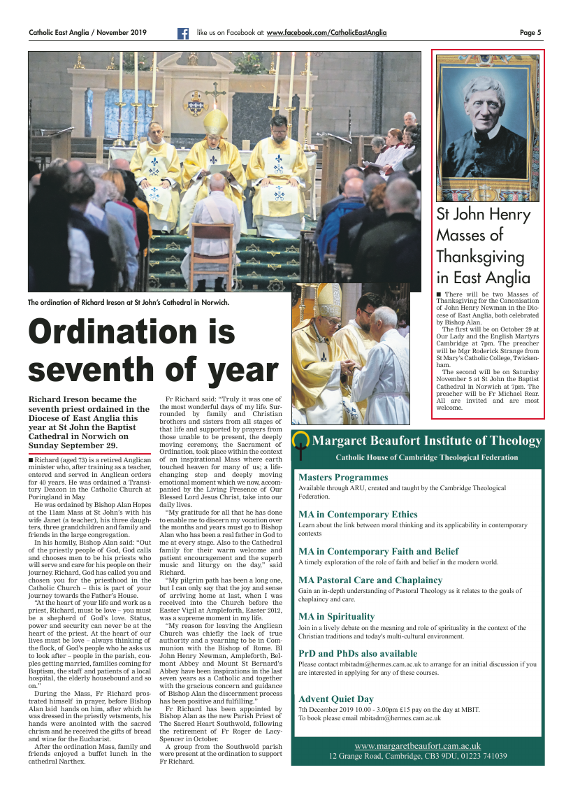 Nov 2019 edition of the Catholic East Anglia - Page 