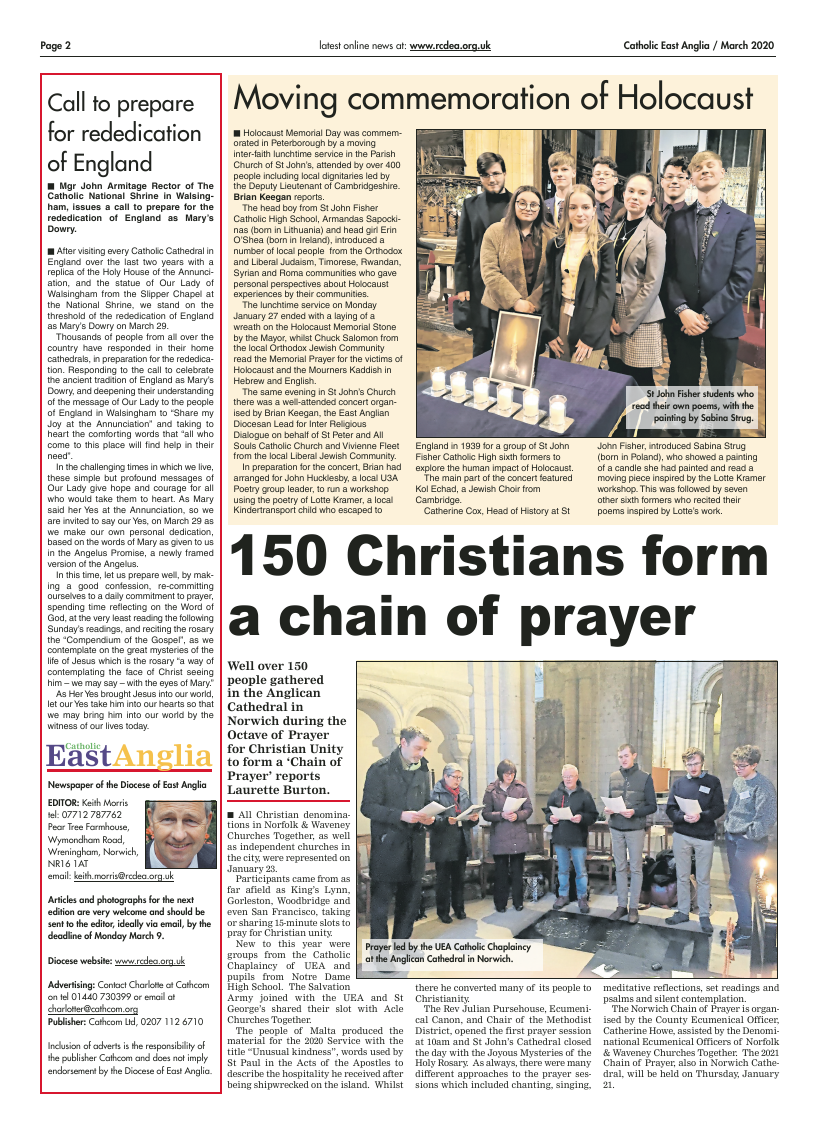 Mar 2020 edition of the Catholic East Anglia