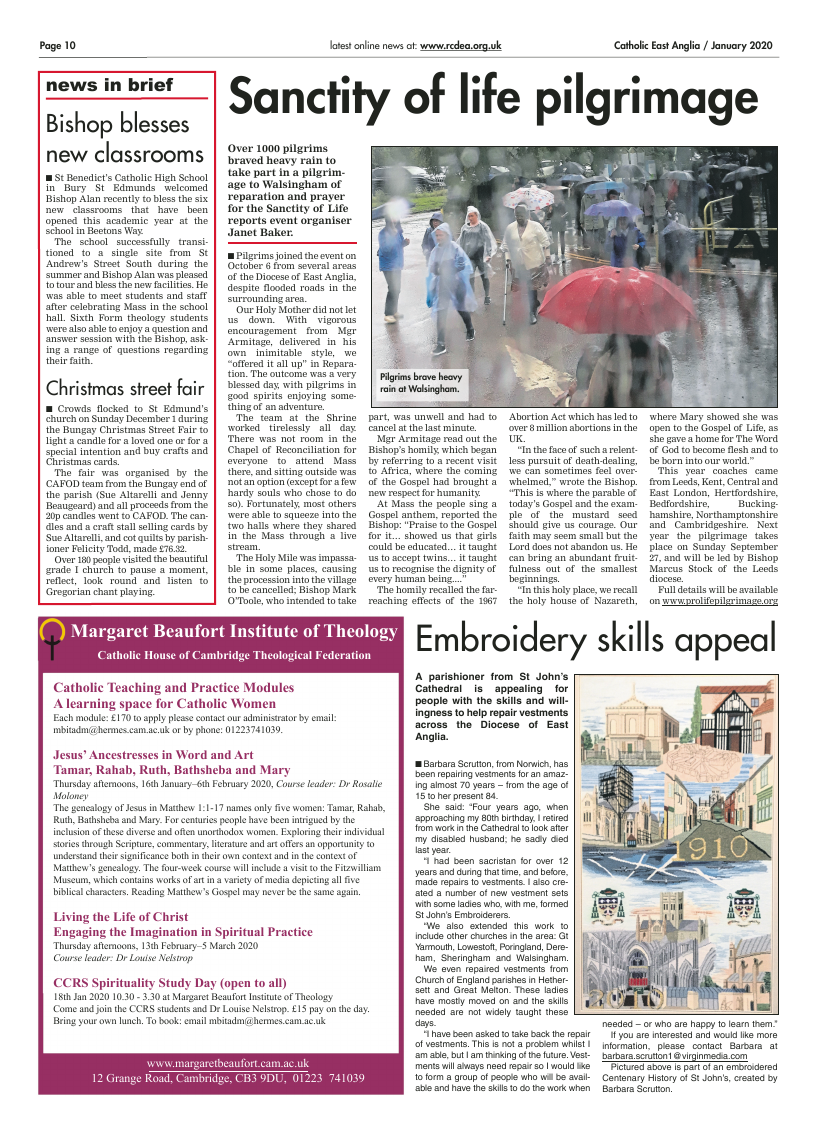 Jan 2020 edition of the Catholic East Anglia