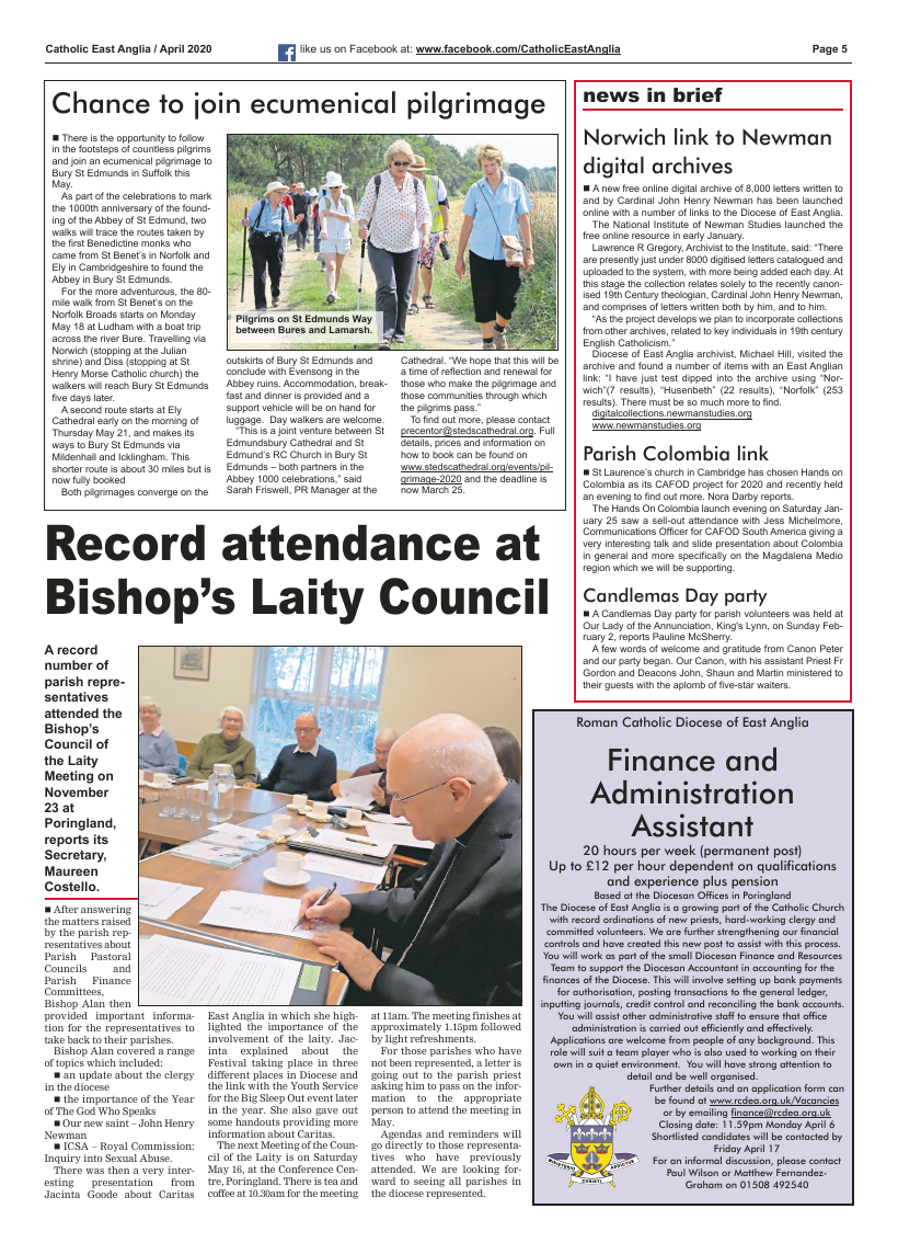 Apr 2020 edition of the Catholic East Anglia