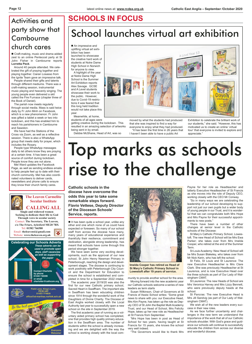 Sept 2020 edition of the Catholic East Anglia