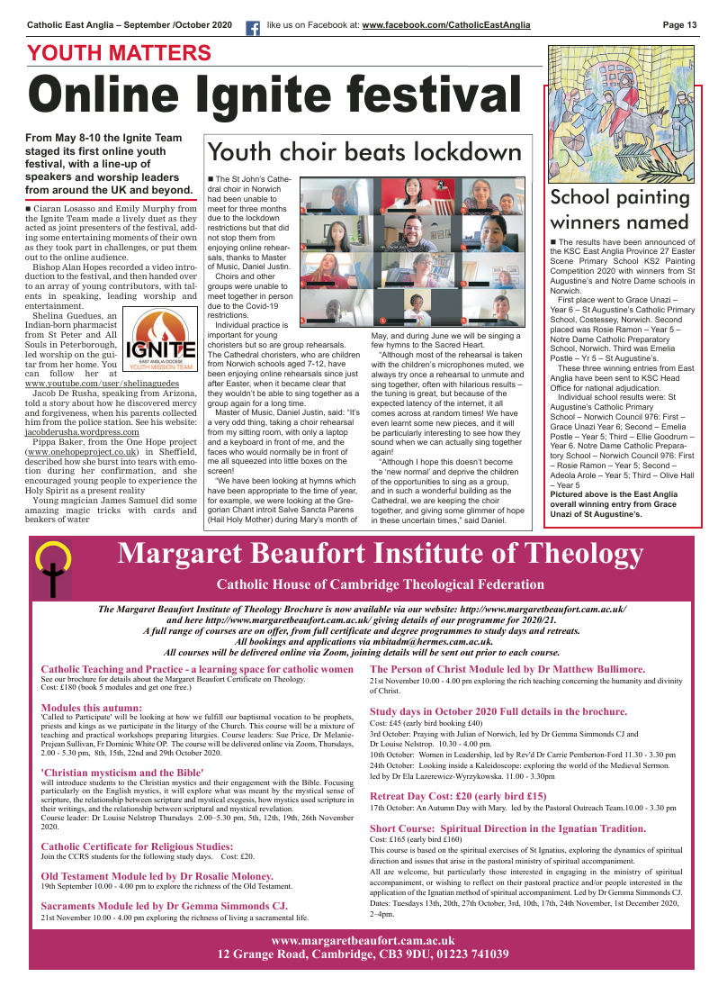 Sept 2020 edition of the Catholic East Anglia