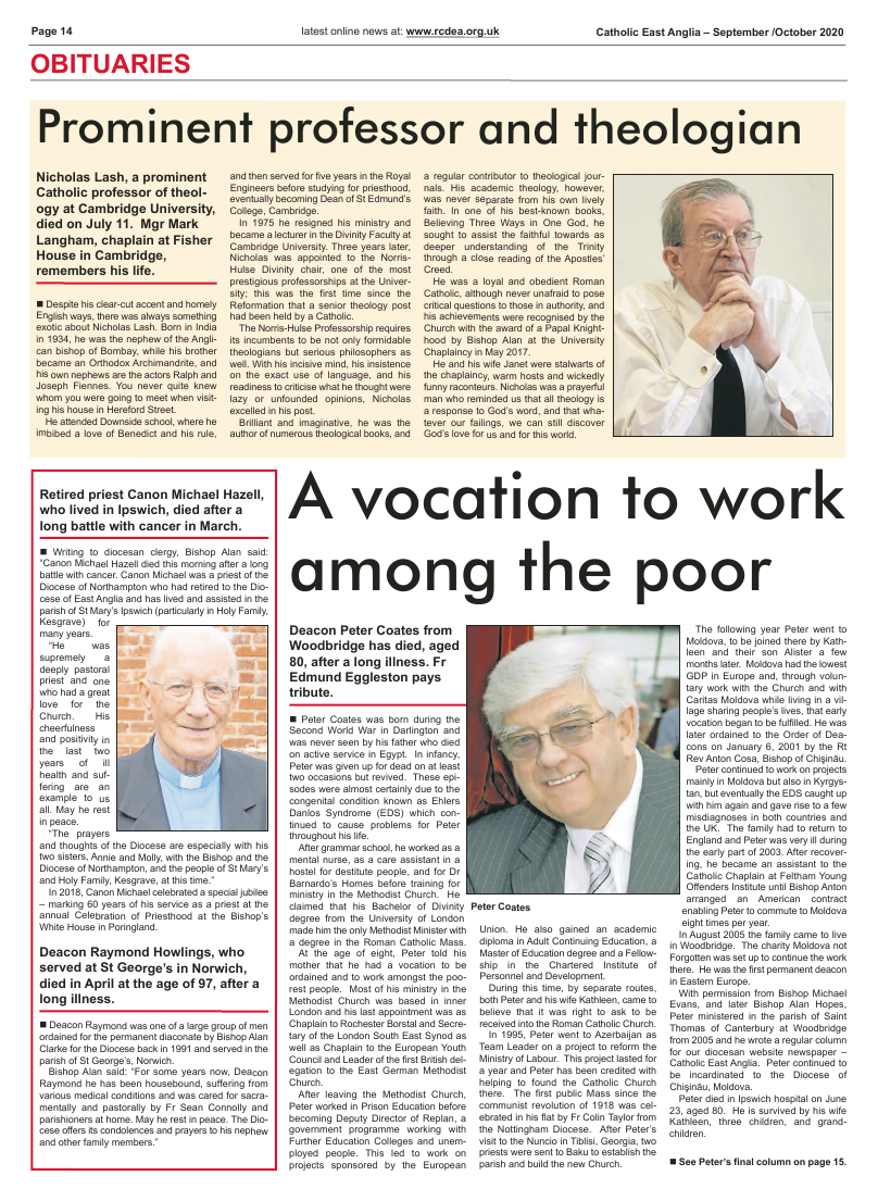 Sept 2020 edition of the Catholic East Anglia