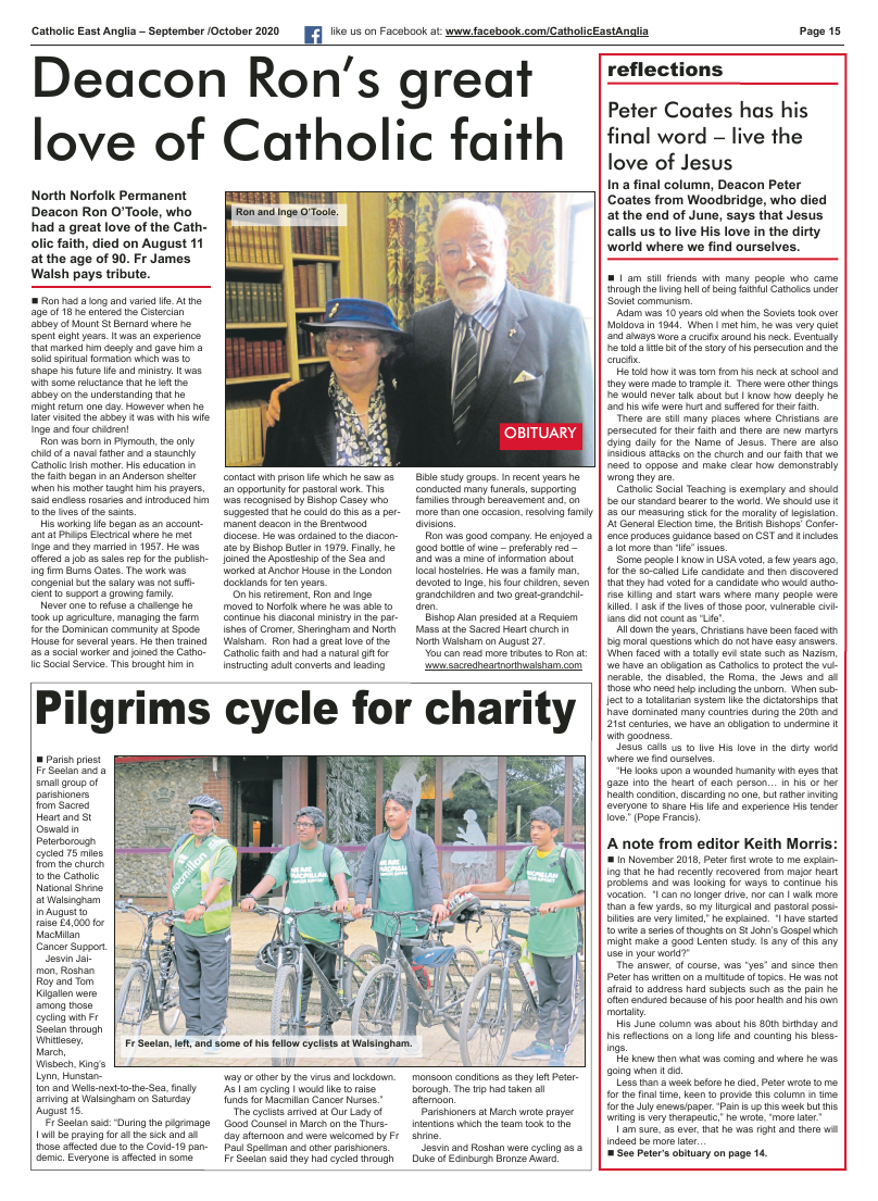 Sept 2020 edition of the Catholic East Anglia