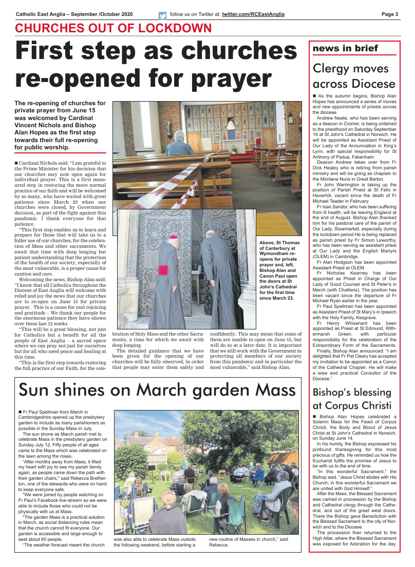 Sept 2020 edition of the Catholic East Anglia