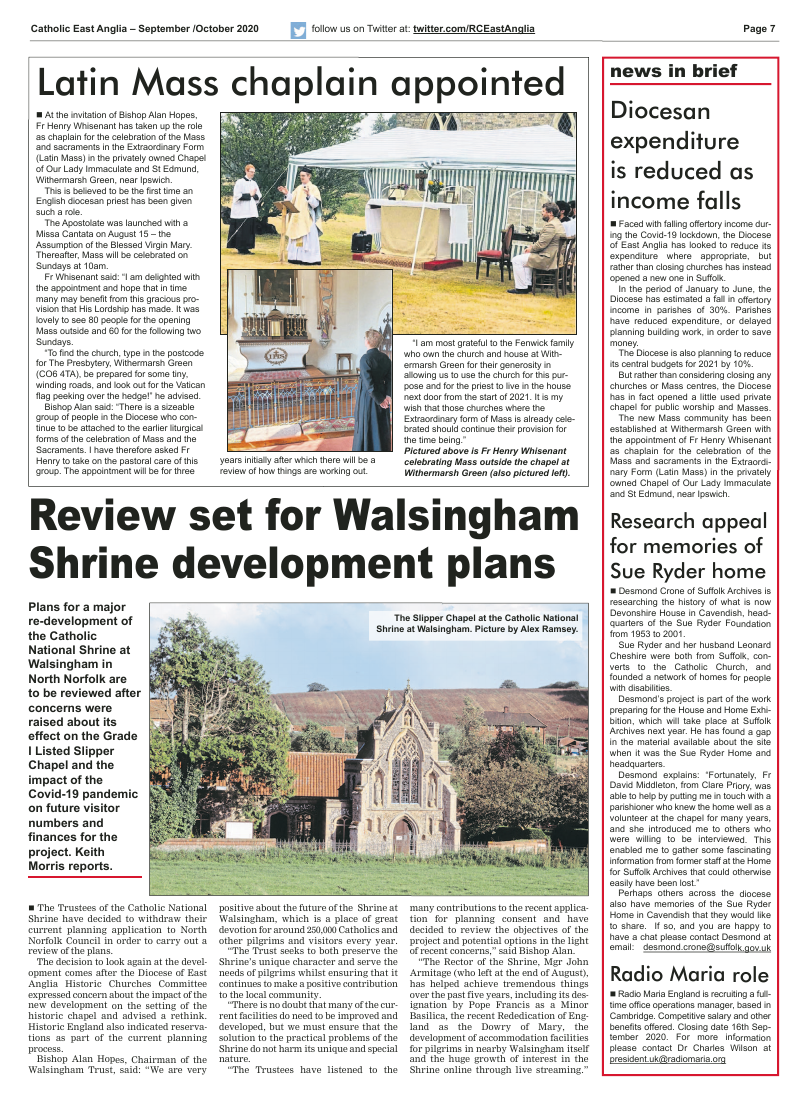 Sept 2020 edition of the Catholic East Anglia