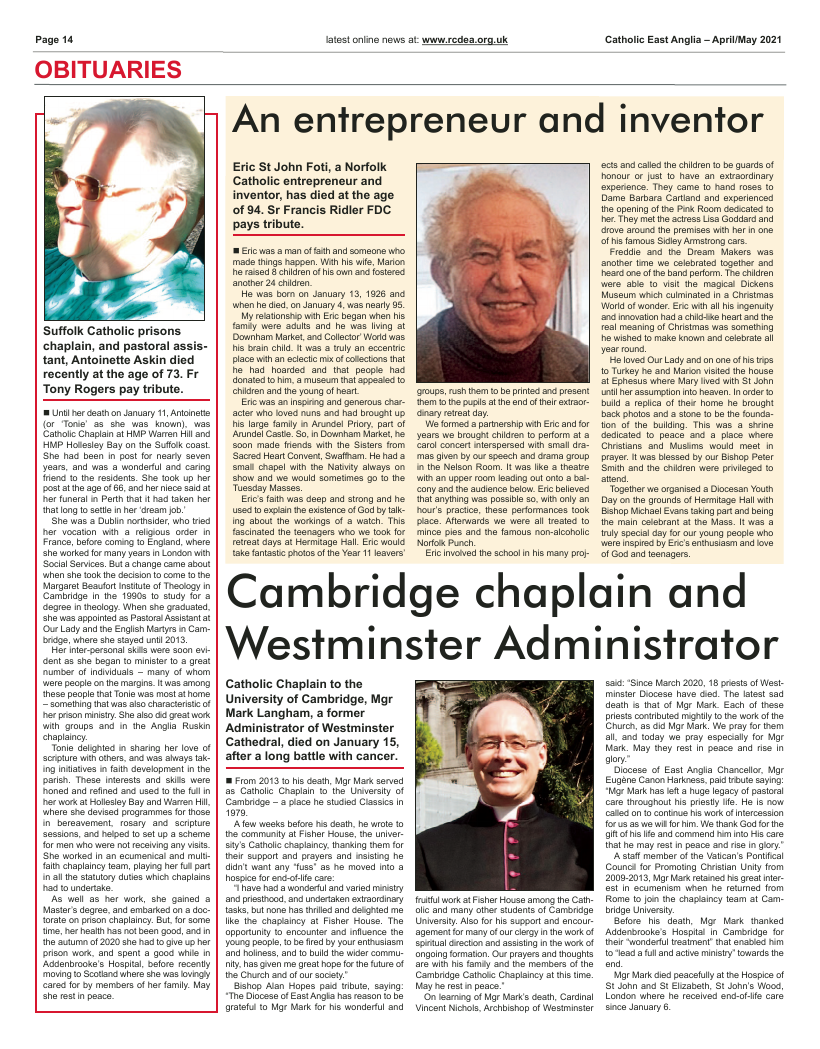 Apr 2021 edition of the Catholic East Anglia