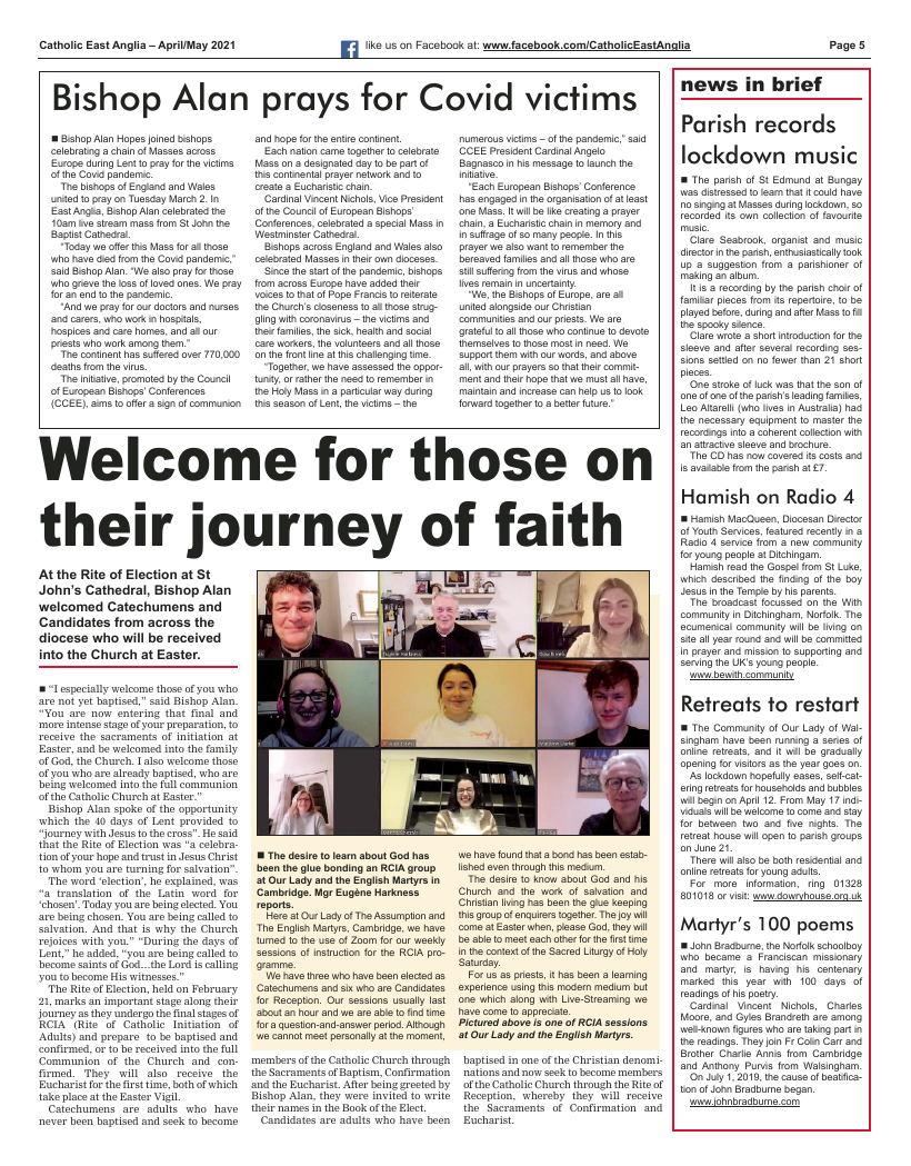 Apr 2021 edition of the Catholic East Anglia