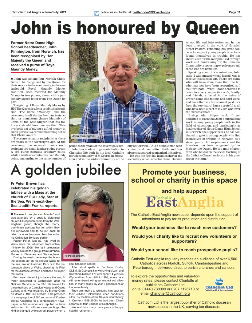 Jun 2021 edition of the Catholic East Anglia