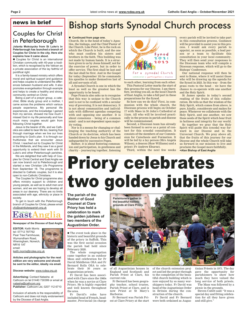 Sep/Oct 2021 edition of the Catholic East Anglia