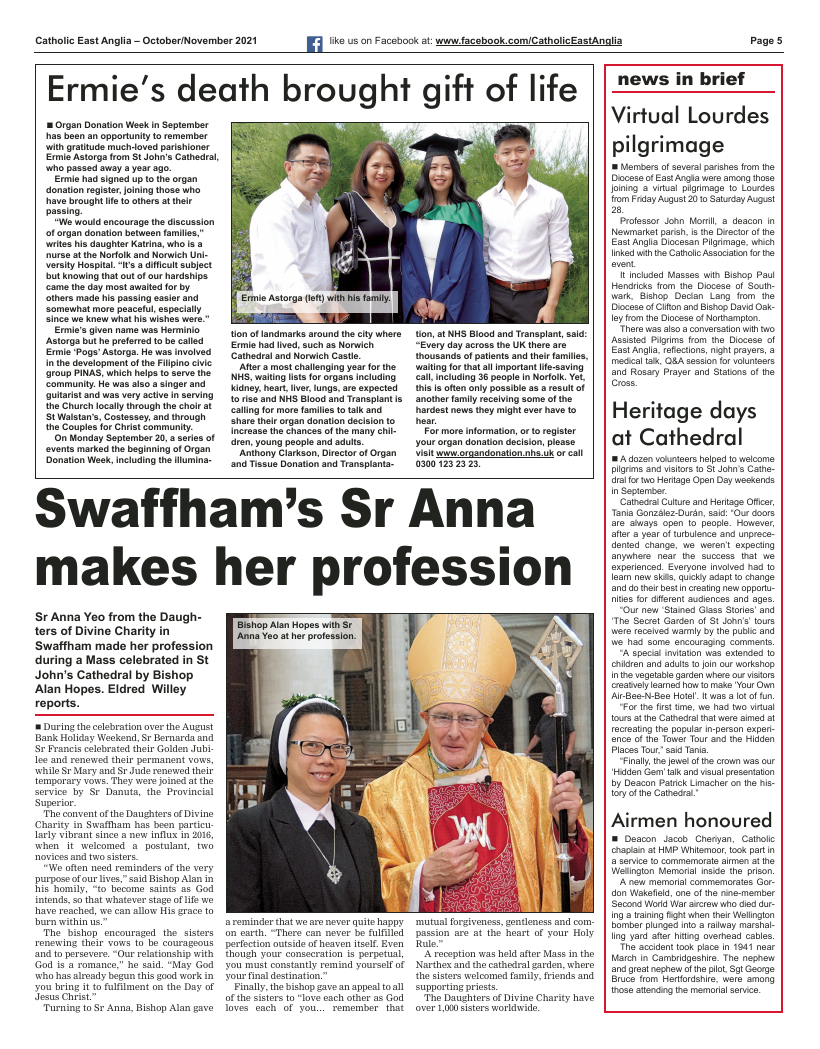 Sep/Oct 2021 edition of the Catholic East Anglia