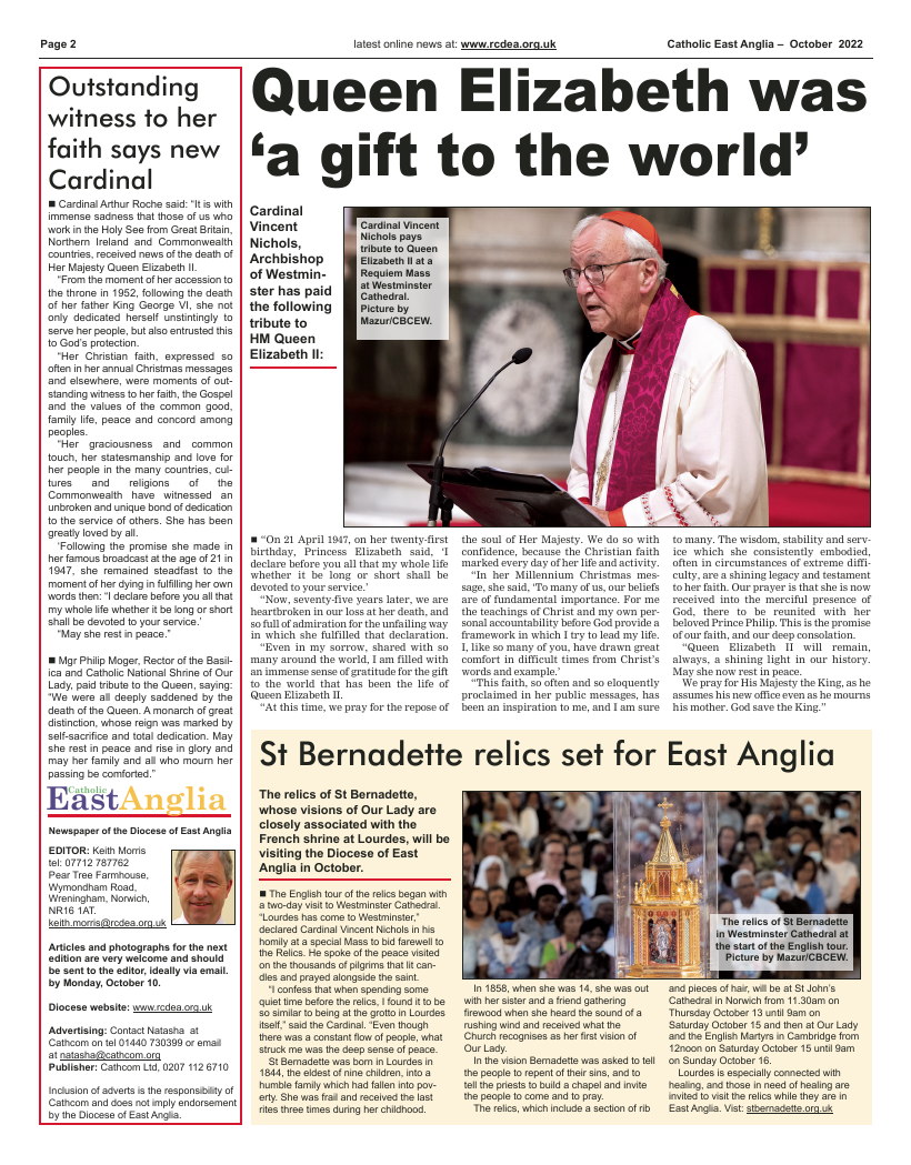 Oct 2022 edition of the Catholic East Anglia