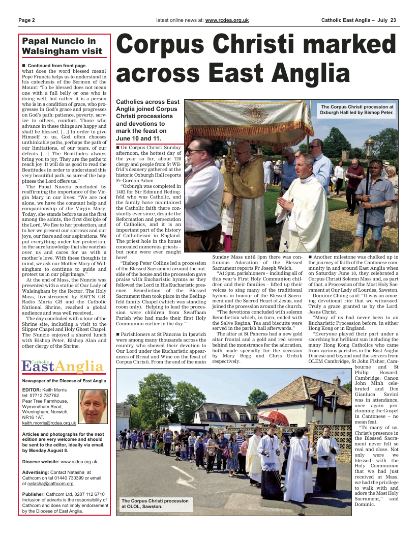 July 2023 edition of the Catholic East Anglia