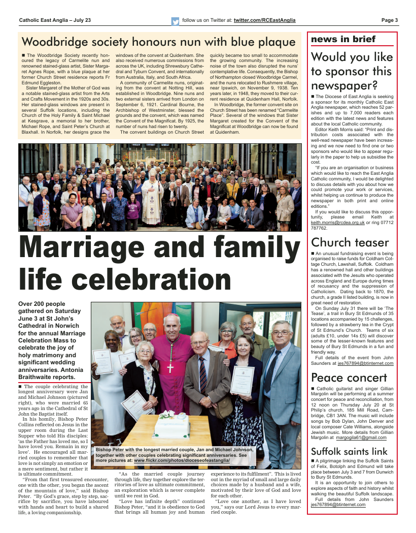 July 2023 edition of the Catholic East Anglia