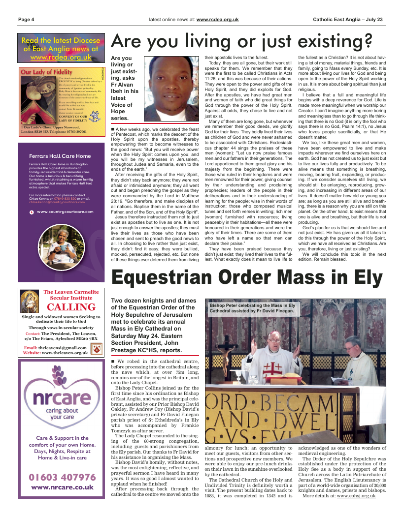 July 2023 edition of the Catholic East Anglia