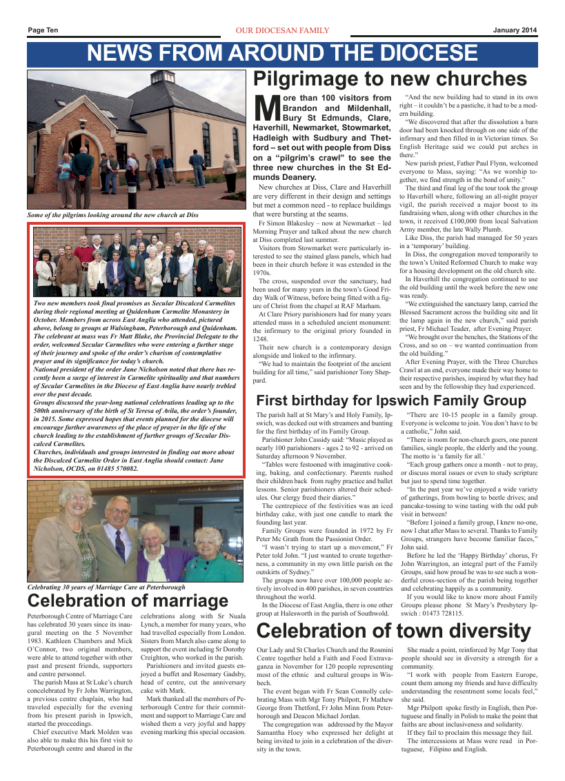 Jan 2014 edition of the Our Diocesan Family - East Anglia