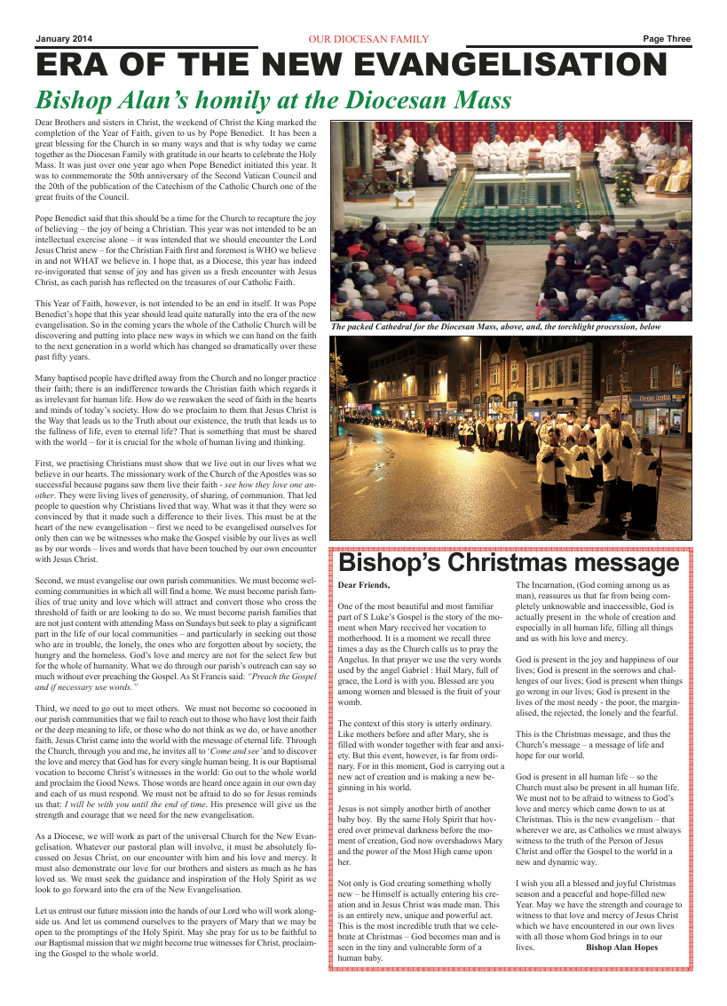 Jan 2014 edition of the Our Diocesan Family - East Anglia