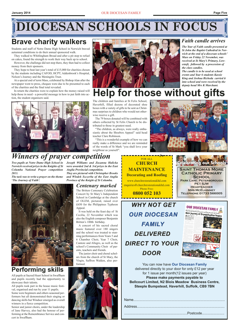 Jan 2014 edition of the Our Diocesan Family - East Anglia