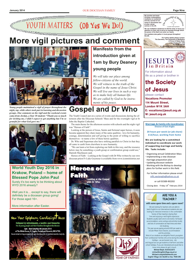 Jan 2014 edition of the Our Diocesan Family - East Anglia