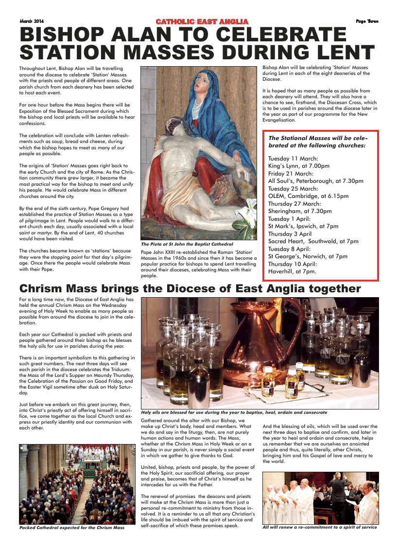 Mar 2014 edition of the Our Diocesan Family - East Anglia