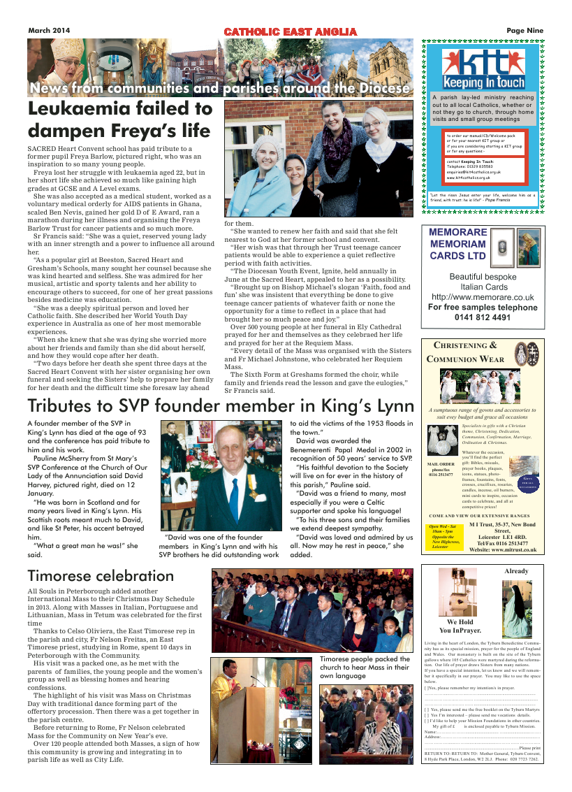 Mar 2014 edition of the Our Diocesan Family - East Anglia