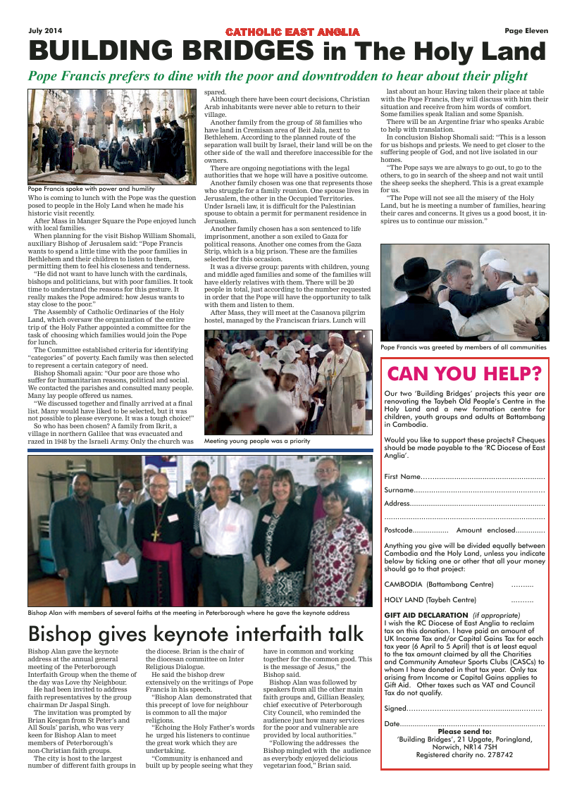 July 2014 edition of the Catholic East Anglia