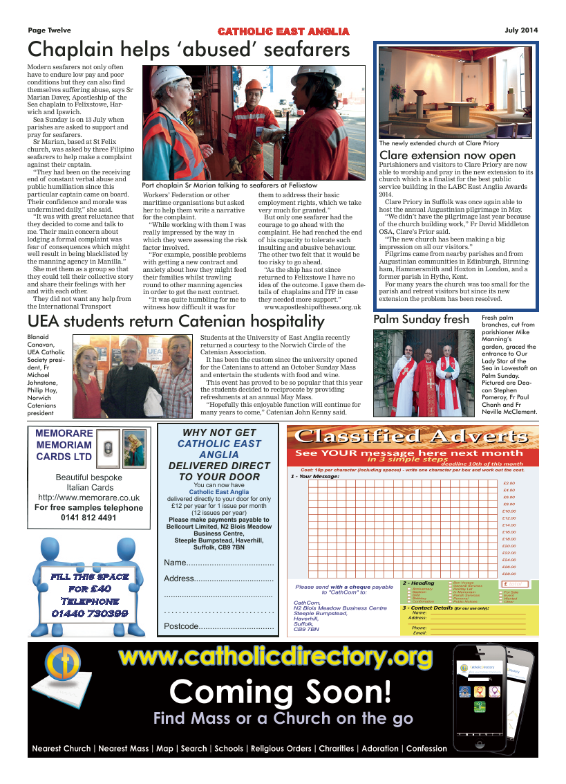 July 2014 edition of the Catholic East Anglia