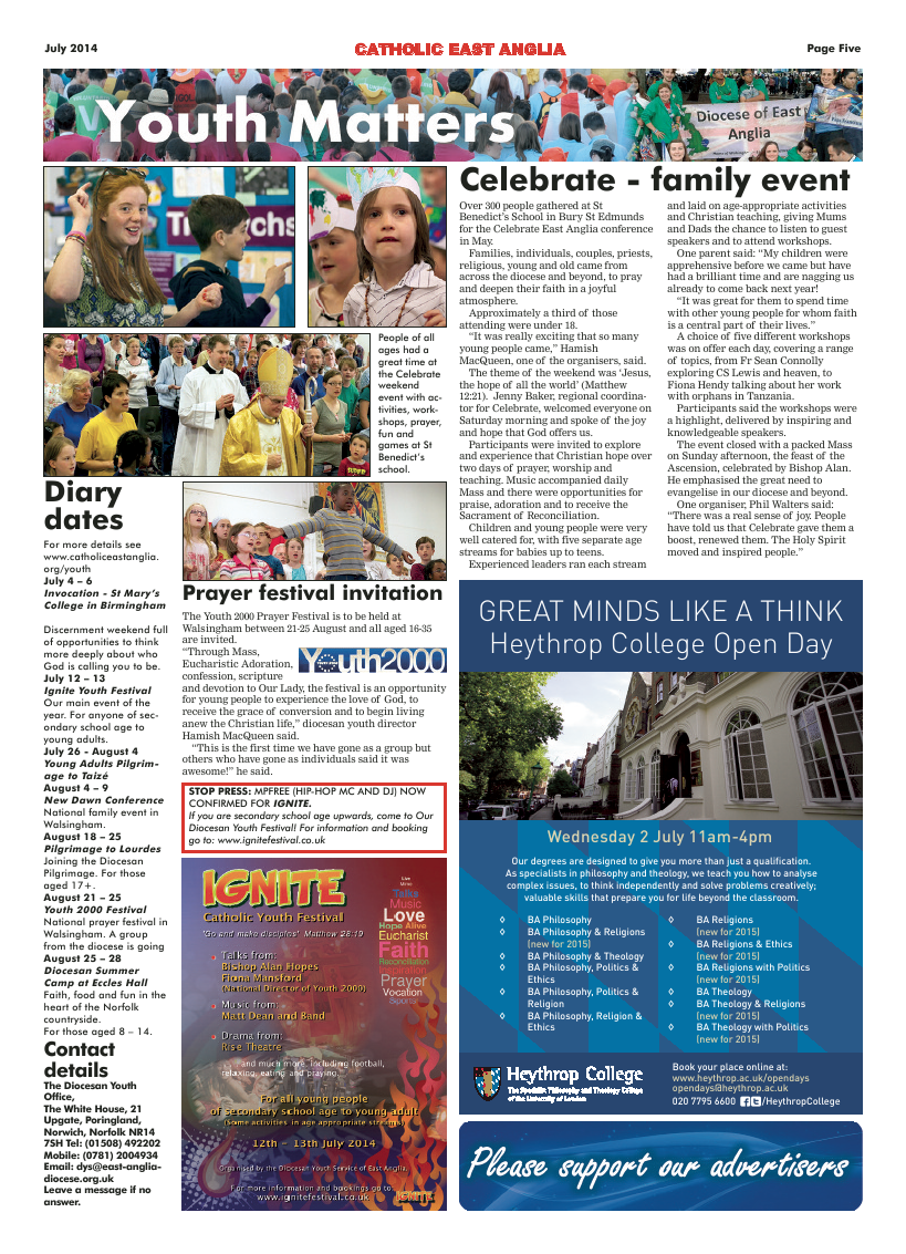 July 2014 edition of the Catholic East Anglia