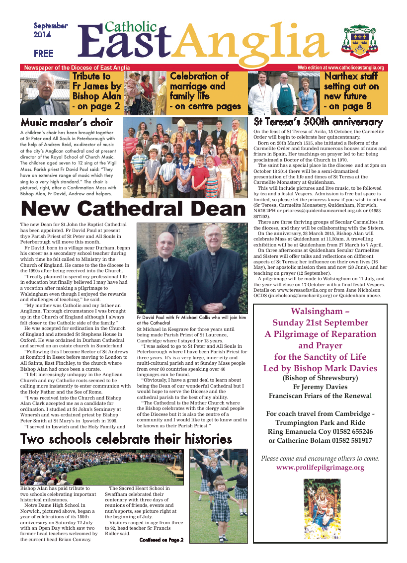Sept 2014 edition of the Catholic East Anglia