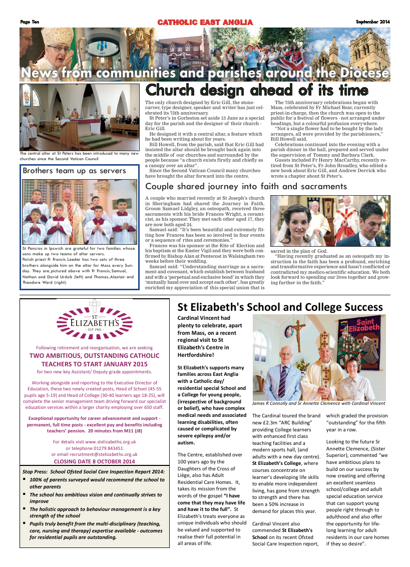 Sept 2014 edition of the Catholic East Anglia