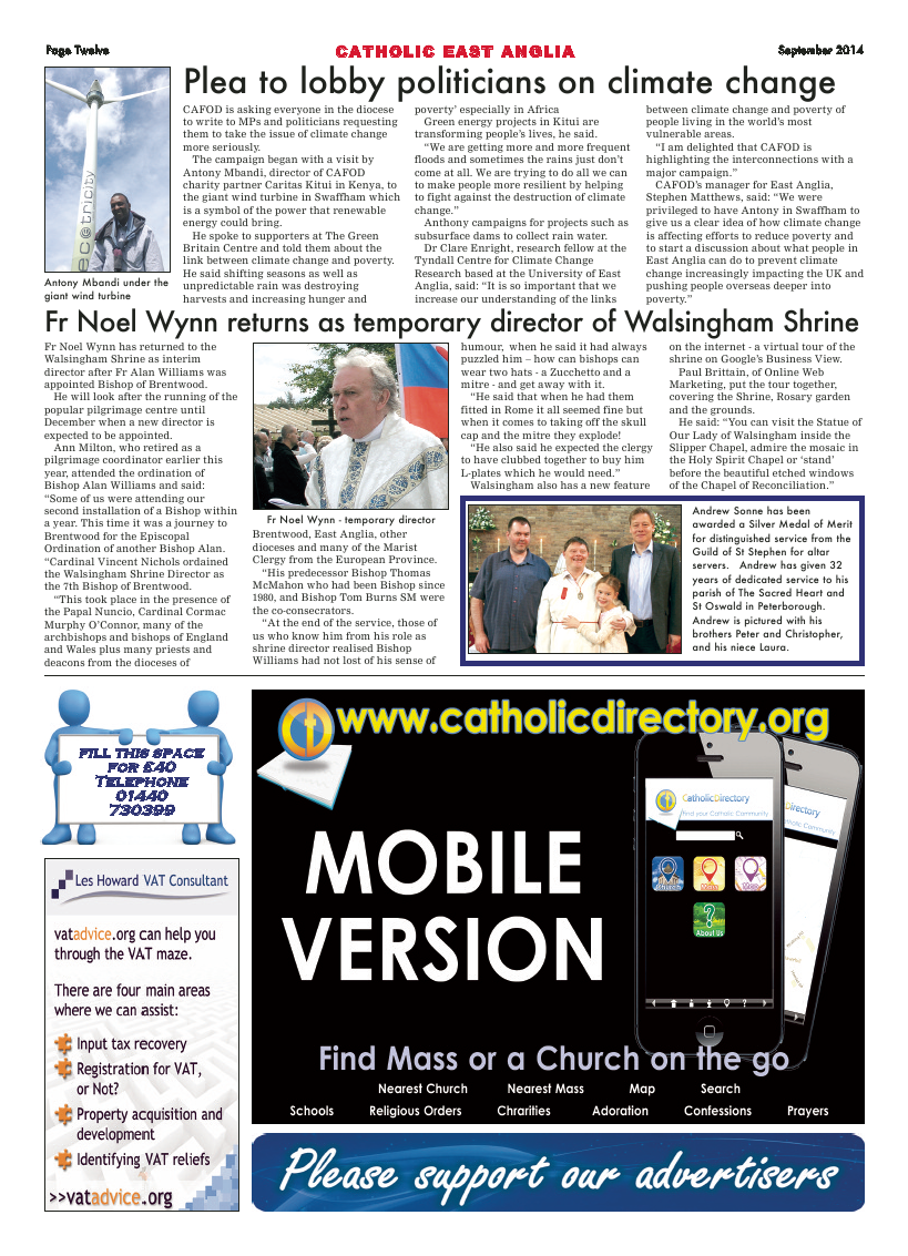 Sept 2014 edition of the Catholic East Anglia