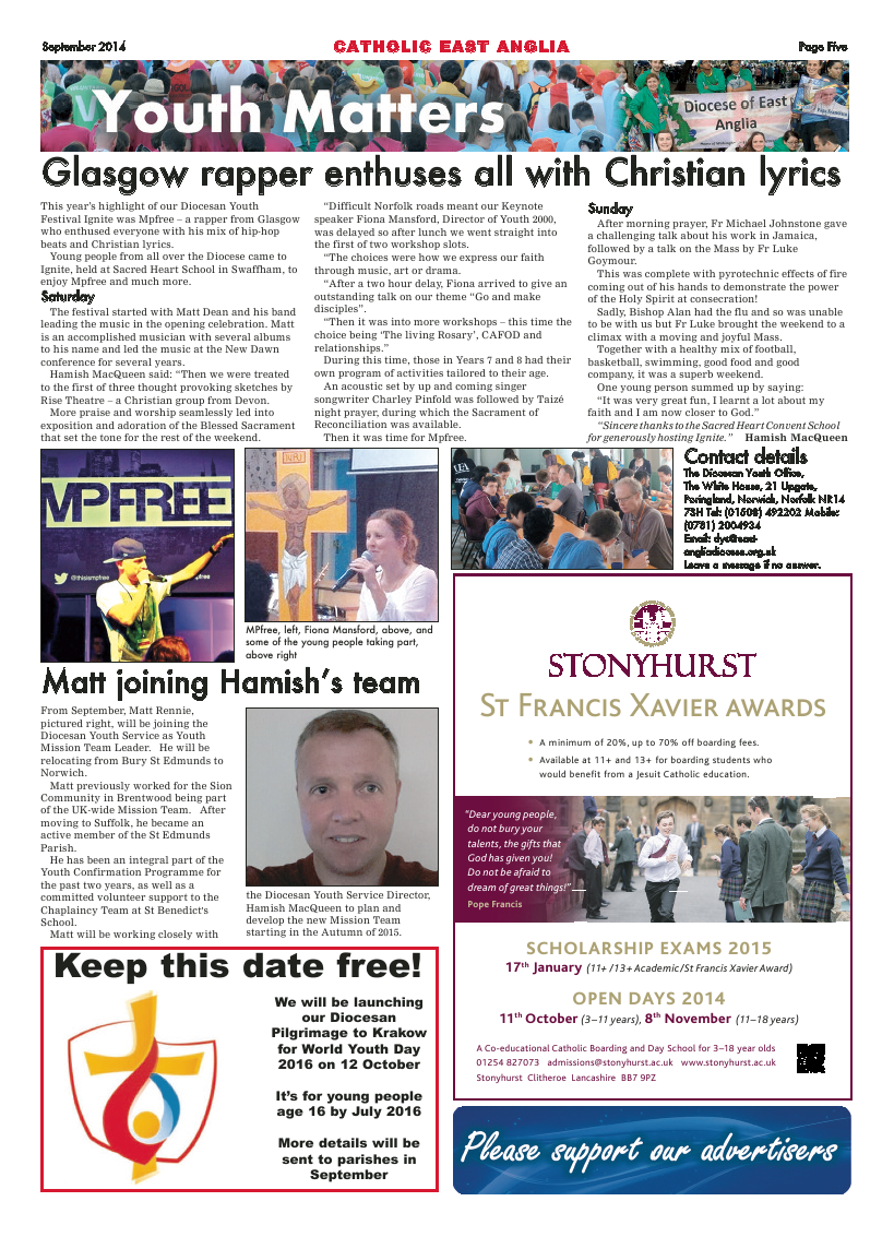 Sept 2014 edition of the Catholic East Anglia