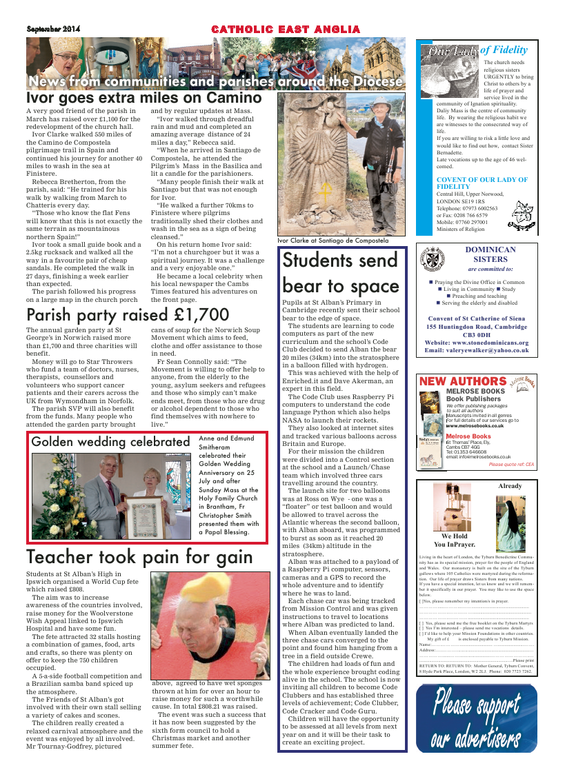 Sept 2014 edition of the Catholic East Anglia