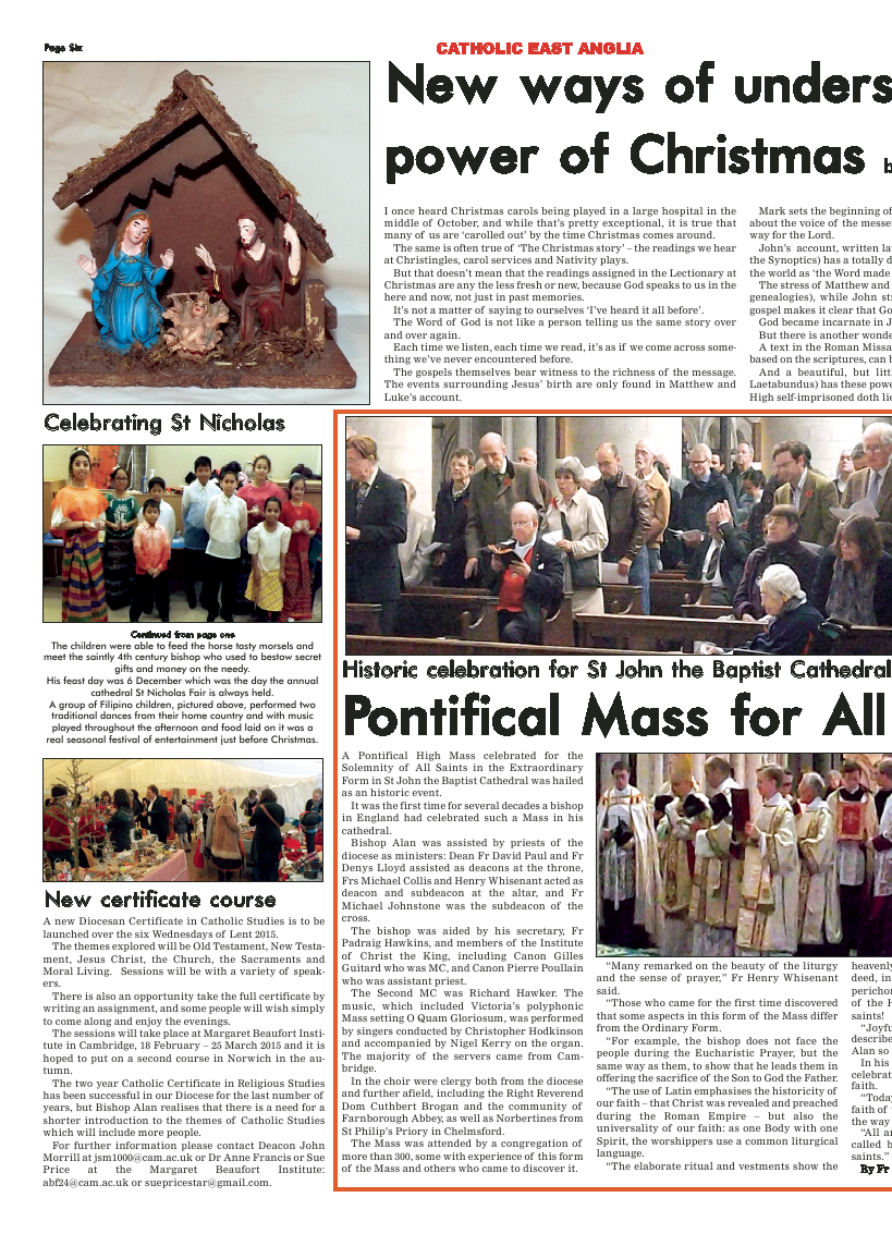 Jan 2015 edition of the Catholic East Anglia