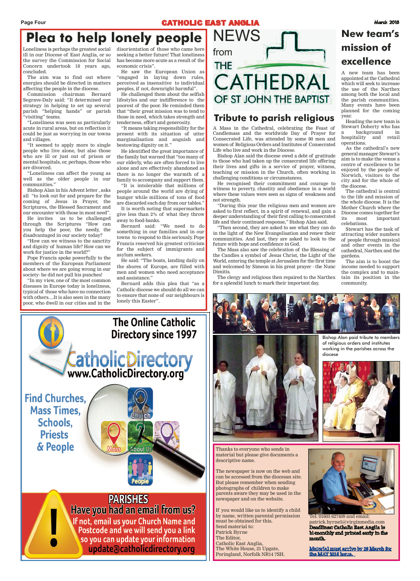 Mar 2015 edition of the Catholic East Anglia